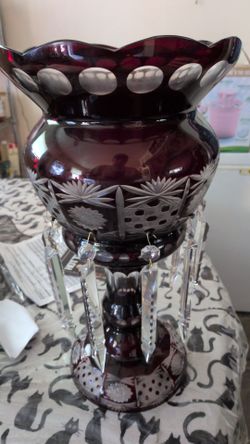 19th Century Bohemian Glass Ruby Mantle Lustre