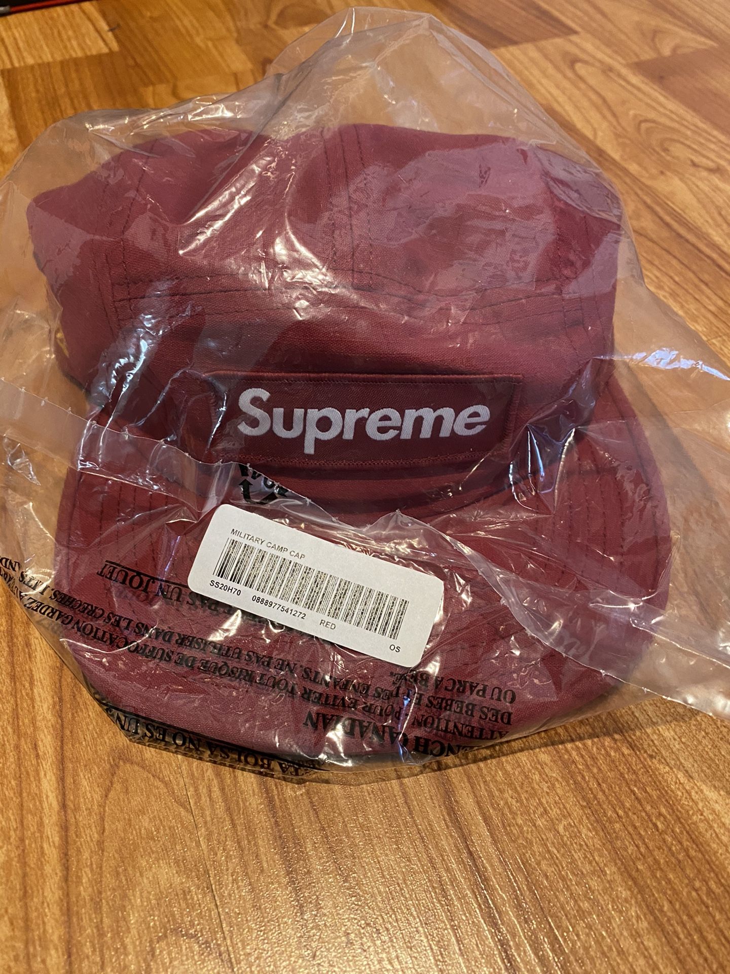 Supreme Box Logo Military Camp Cap Red/Maroon brand new in bag