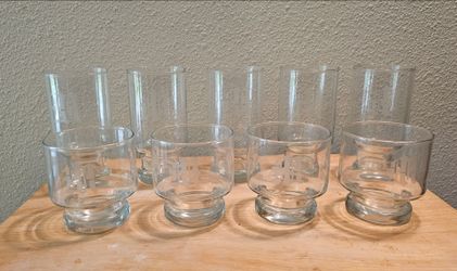 Mid Century Modern Etched Pedestal Glasses
