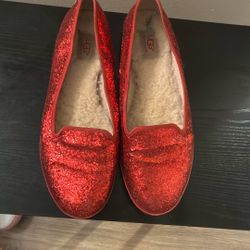 UGG Fur Lined Glitter Ballet Flats 