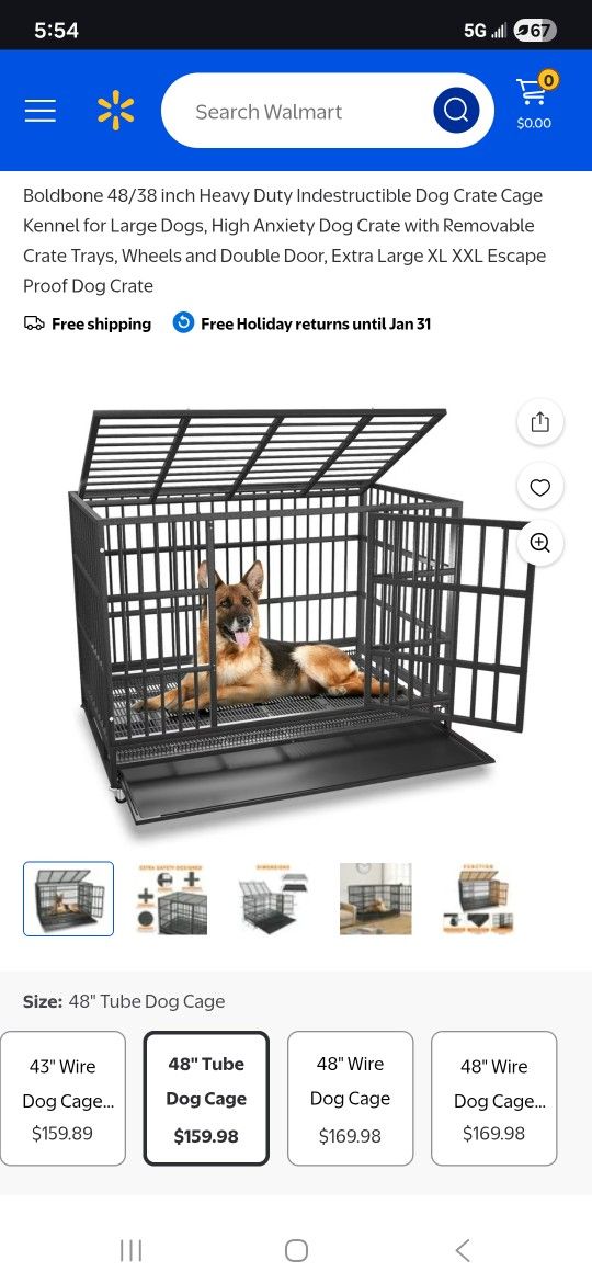 Boldbone 48x30 inch Heavy Duty Indestructible Dog Crate Cage Kennel for Large Dogs