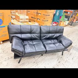 Black Faux Leather Sofa Bed 💰 $90 🔪 Clearance Price  Fully assembled – ready to go