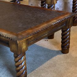 2 Large Wooden/leather Tables 