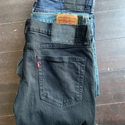 Levi’s 511 36X30 (3 Pair, 2 Blue, 1 Black)