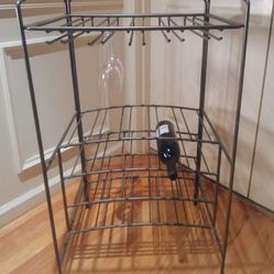 Crate & Barrel Wine Rack with Glass Shelf in perfect condition