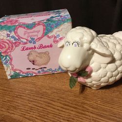 Heritage Pottery Portion Lamb Bank With Original Box