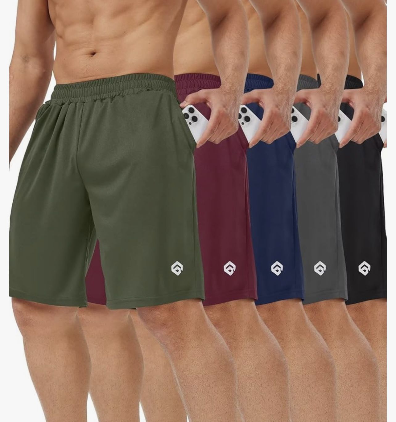 5 Pack Mens Shorts Casual with Pockets, New -L size