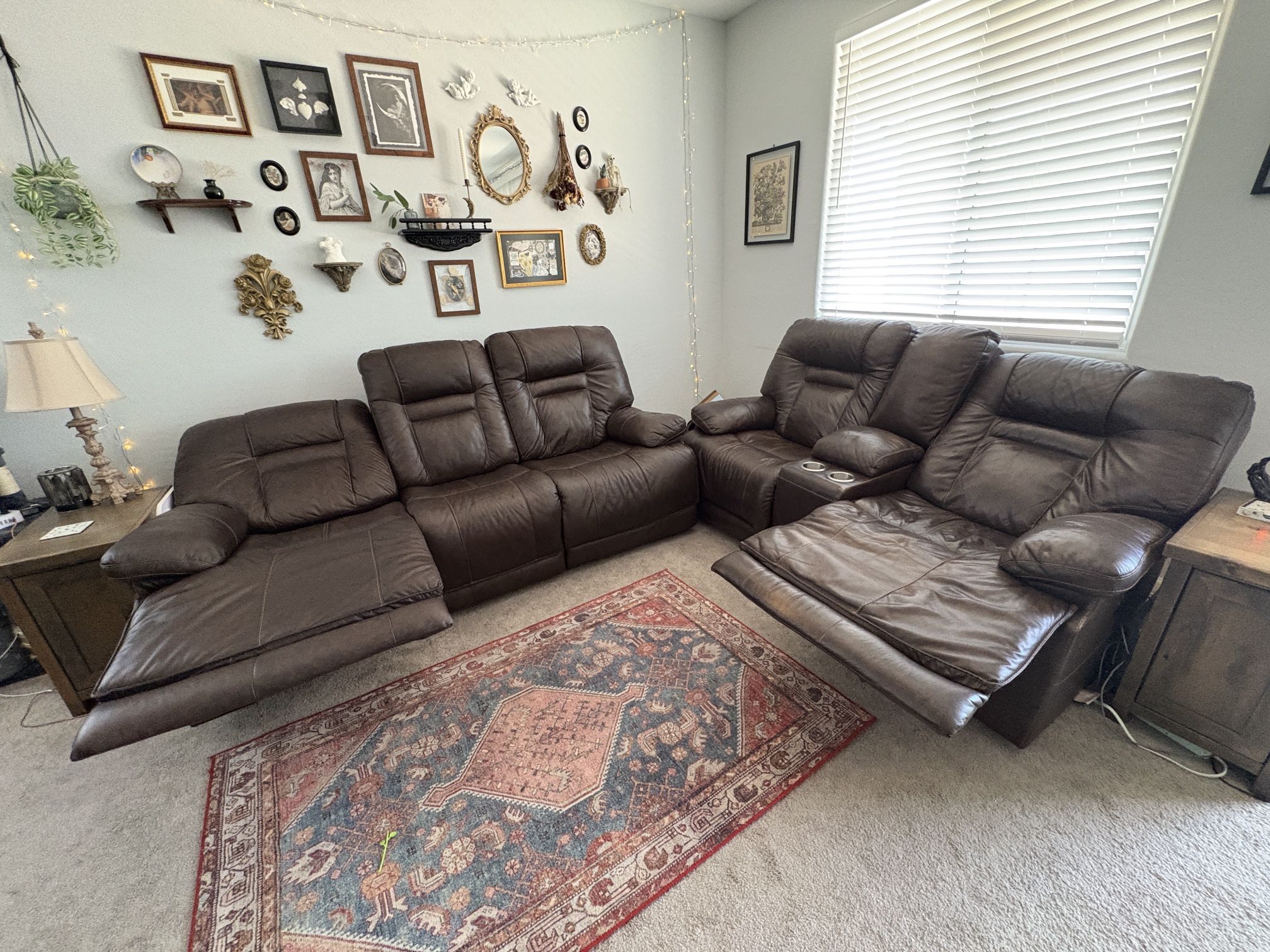 Brown Faux Leather Reclining Couches