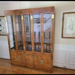 Henredon Scene One Campaign Lighted China Cabinet