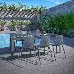 *BRAND NEW* 7 Piece Rectangular Dining Set Made Of Wicker And Glass For Outdoor & Patio Living