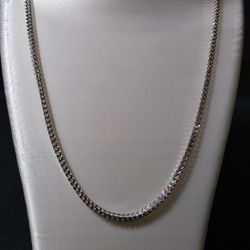 ​Bold 3.6mm Flat Marina Link Chain Necklace | 24 Inch Rhodium Plated Silver