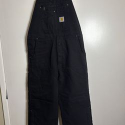 Carhartt washed duck insulated bib overall size medium loose fit