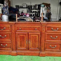 wood mirror and dresser