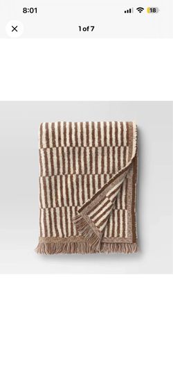 50''x60'' Oversized Woven Linework Throw Blanket Dark Camel/Cream - Threshold
