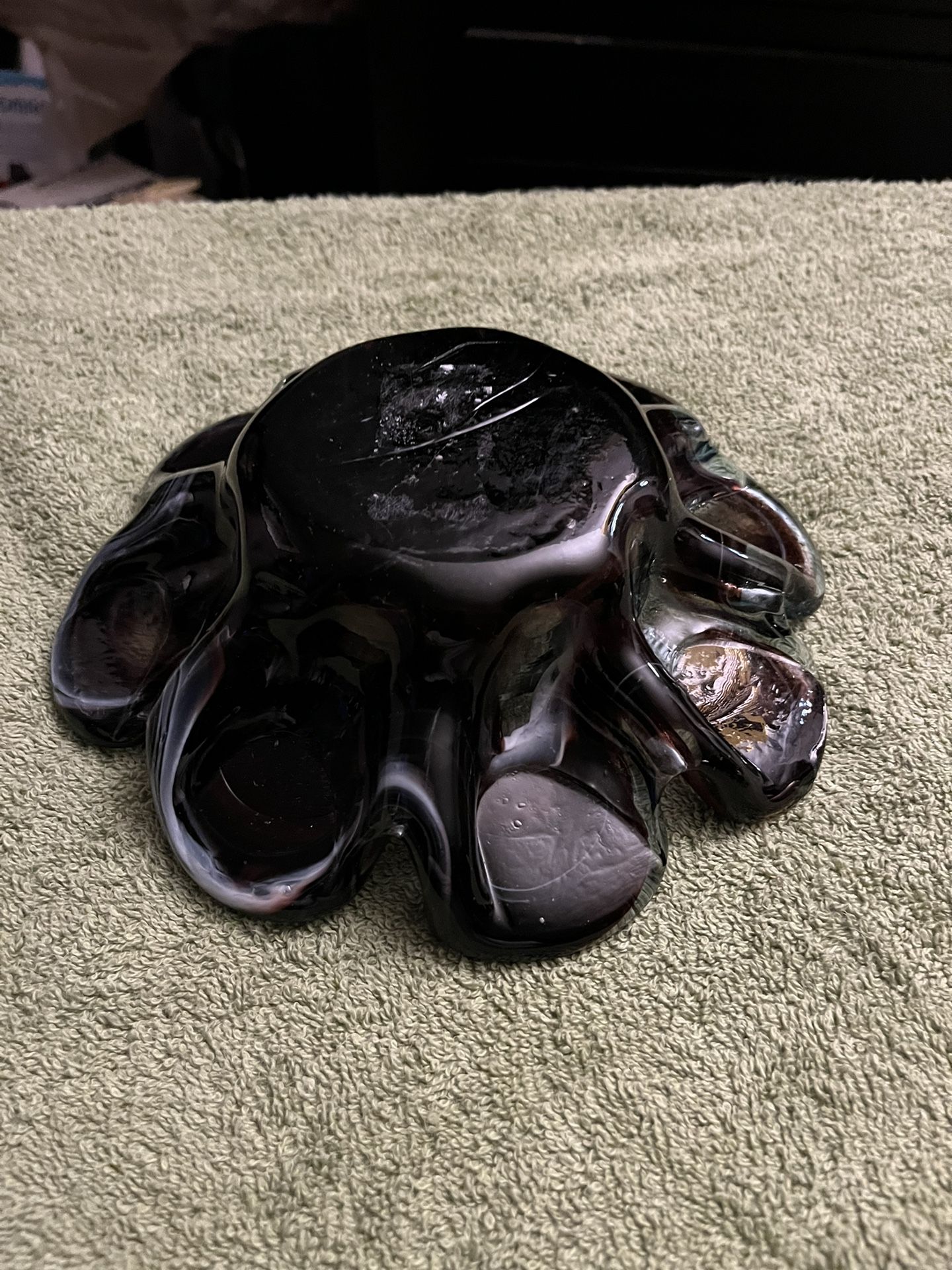 Hand Blown Amethyst Glass Ashtray