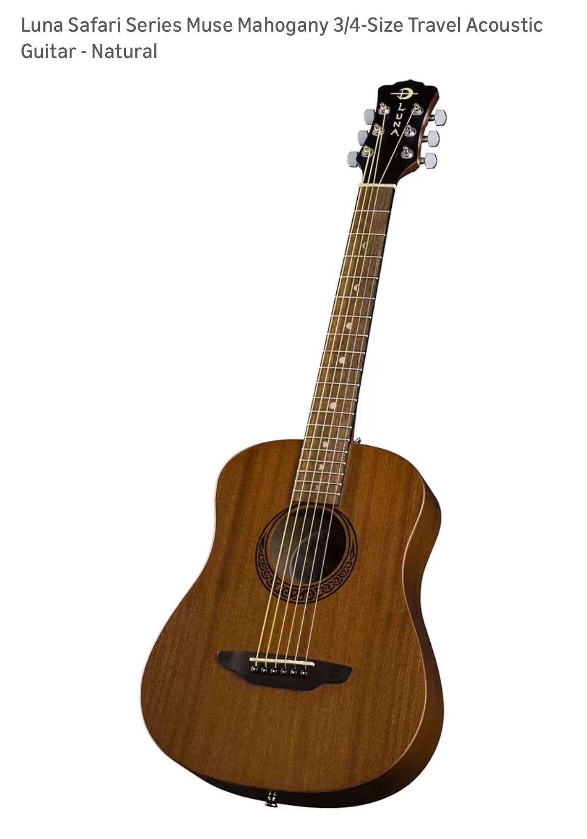 Luna Muse Series Safari 3/4-Size Acoustic Guitar