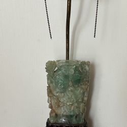 Old Chinese Fluorite Jade Vase Lamp