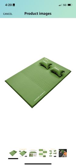 KingCamp Self Inflating Sleeping Pad for Camping, Sleeping Pad for Camping 2 Person with 2 Pillow, Queen Size Camping Air Mattress for Adults, Car Cam