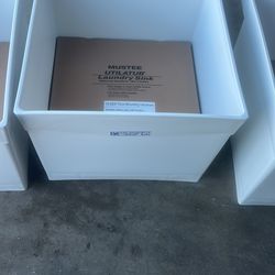 Muster floor mount utility tub