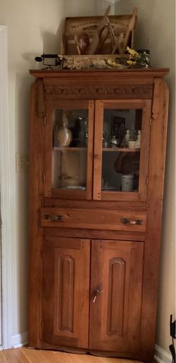 Primitive corner cabinet pantry