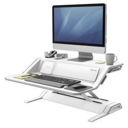 Fellowes Microban Sit stand Desk White New In Box!