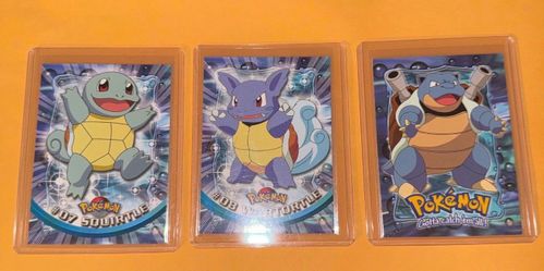 Pokemon Topps 1999 #07 Squirtle #08 Wartortle #09 Blastoise (Non Foil)
