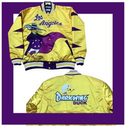 Los Angeles Bomber Jacket Yellow With Purple LAKERS colors Darkwing Duck 