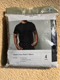 Men's Short Sleeve 4pk Crew Neck T-Shirt - Goodfellow & Co™ Black M: Lightweight Jersey