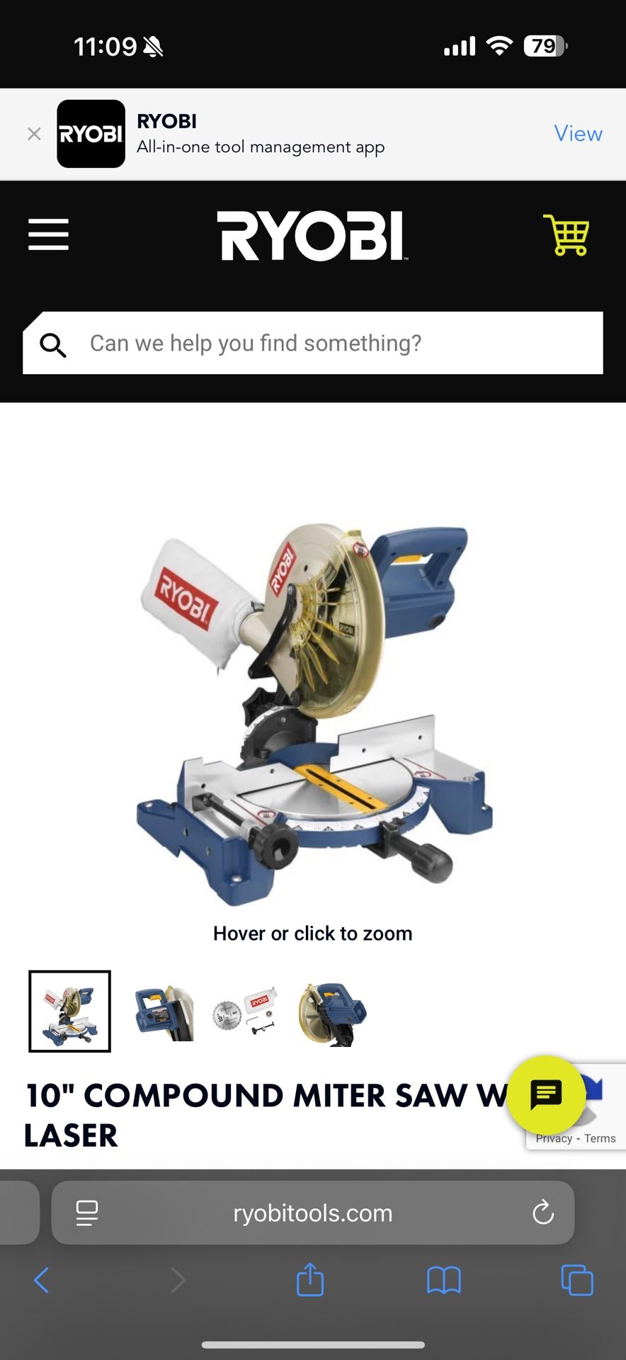 Ryobi - 10" COMPOUND MITER SAW WITH LASER