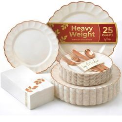 HEAVYWEIGHT Fancy Disposable Dinnerware Set -175-Piece