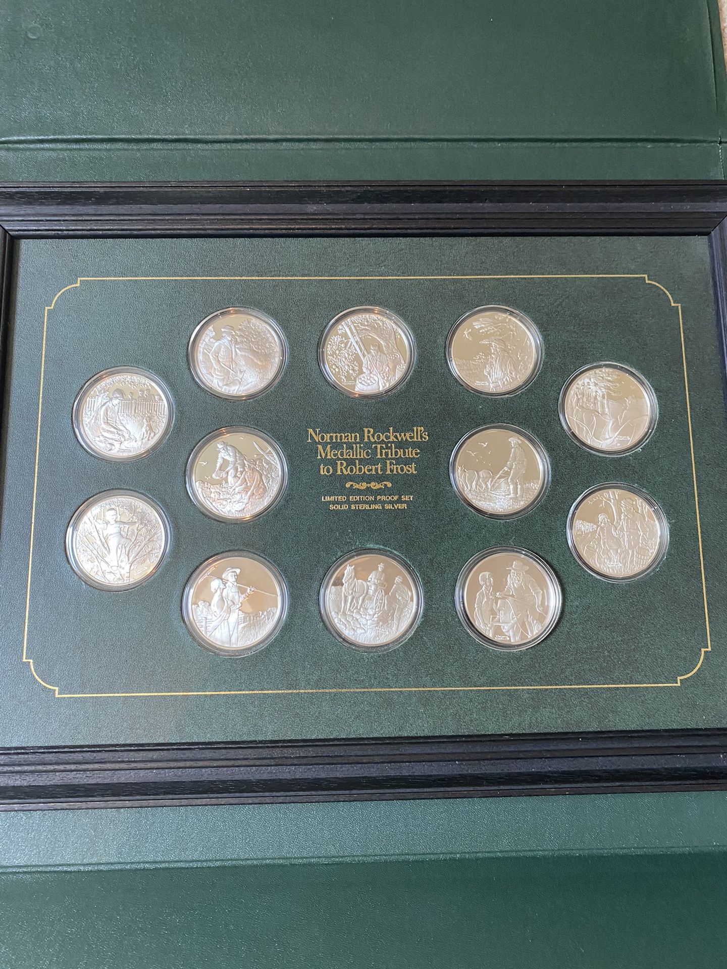 Norman Rockwell 12 Piece Silver Medallic Tribute to Robert Frost Franklin Mint