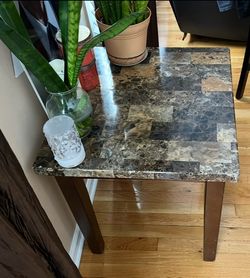 Gorgeous  Faux Marble Square Side/End Table