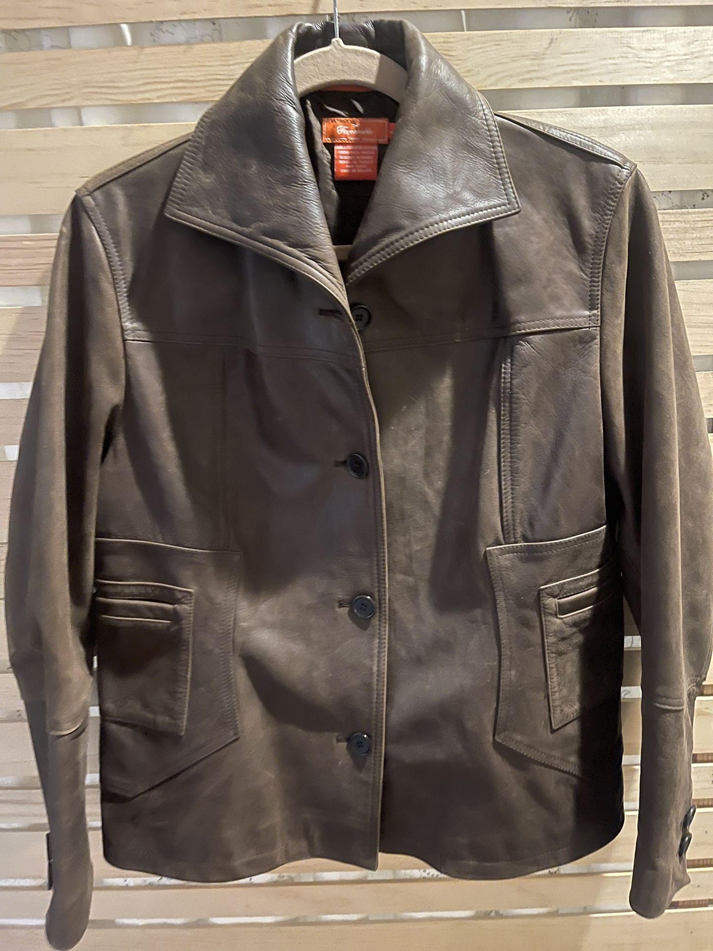 Faconnable jeans womens leather jacket L