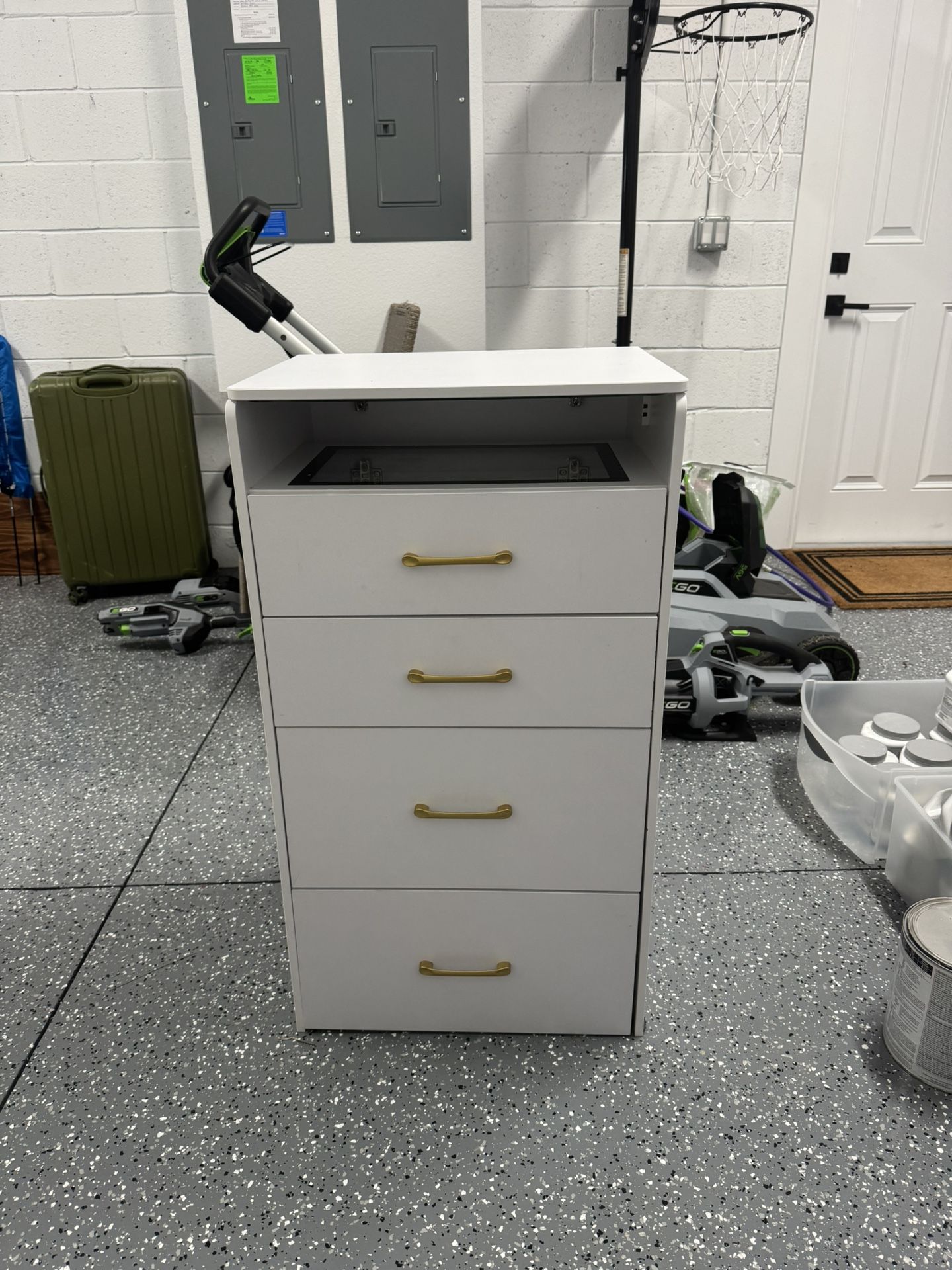 Vanity With foldable Lighted Mirror