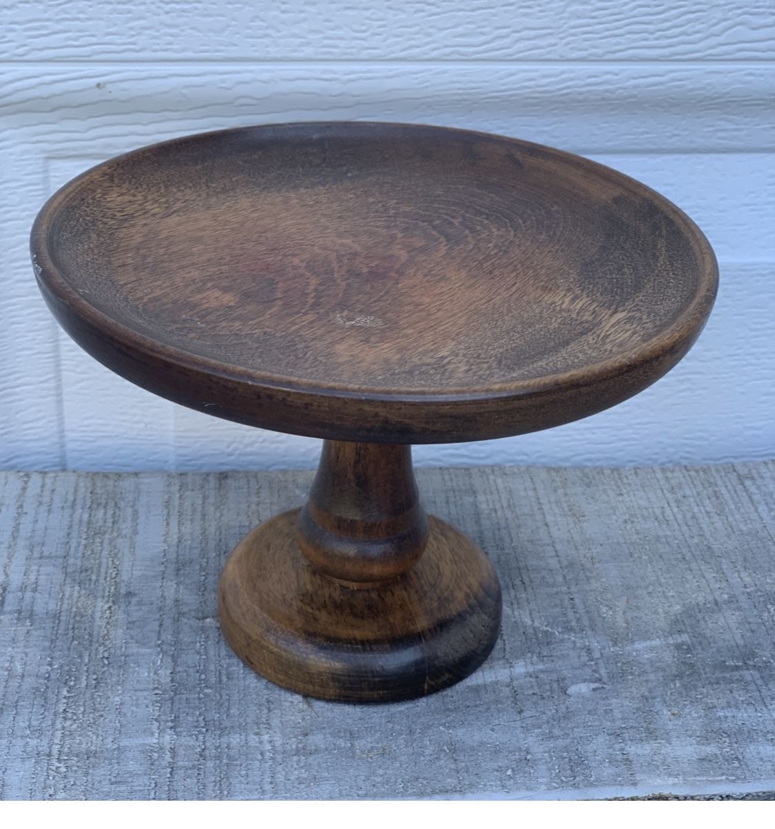 Vintage Wooden Pedestal Display Riser Stand 7”x5”Japan Cake Pillar Candle Holder