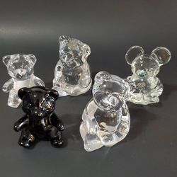 Crystal Teddy Bear Bundle Art Glass Sculptures