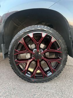 24x10 6x139 Snowflake Red Milled Rines Y Llantas 305/35/24 Venom Power ATS