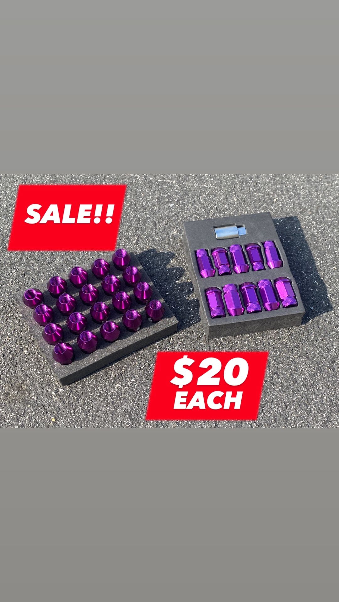 BLACK FRIDAY SALE!! 12 X 1.50 AND 12 X 1.25 PURPLE ALUMINUM LUG NUTS FOR HONDA ACURA NISSAN TOYOTA SUBARU $20 EACH SET!!