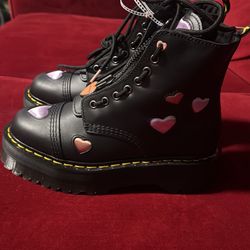 SINCLAIR LEATHER HEART PLATFORM BOOTS