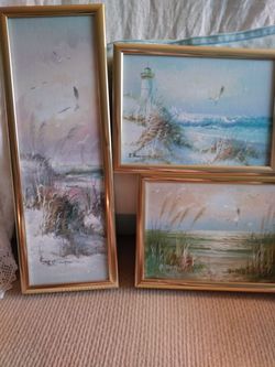 Set of 3 oil on board