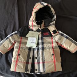 BURBERRY JACKET w/ DETACHABLE HOOD-12MO