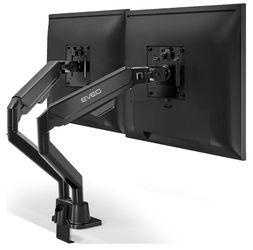 EVEO Premium Dual Monitor Mount 14"-32” Dual Monitor Arm VESA Bracket Adjustable Height Gas Spring Dual Monitor Stand, Screen Full Motion Dual Monitor