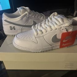 Nike SB x Supreme “94” White / Metallic Silver Size 10.5
