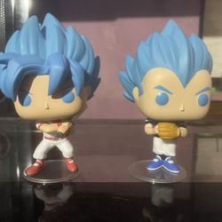 Funko Pop Dragon Ball Super Goku & Vegeta (baseball) 2 Pack Boxlunch Exclusive With No Box (Read Description)