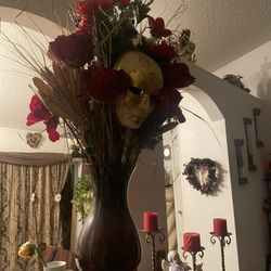 Large Vase With Fake Flowers