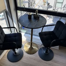 Black Velvet Bar Stools and Bar Table