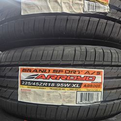 225-45-18 !!! ARROYO SPORT A/S !!! $300 LAS 4 LLANTAS MONTADAS Y BALANCEO INCLUIDO 👌 