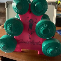 Hand weights with stand