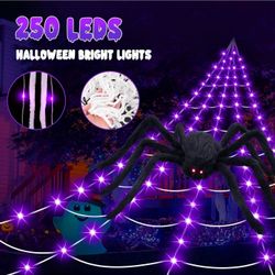 Halloween Decorations 16.4Ft Spider Web with LED Lights & 59" Giant Spider
250 LED Light Up Spider Web,