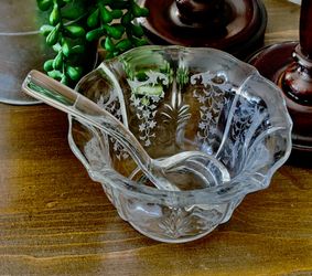 Fostoria Depression Glass Bowl & Spoon 